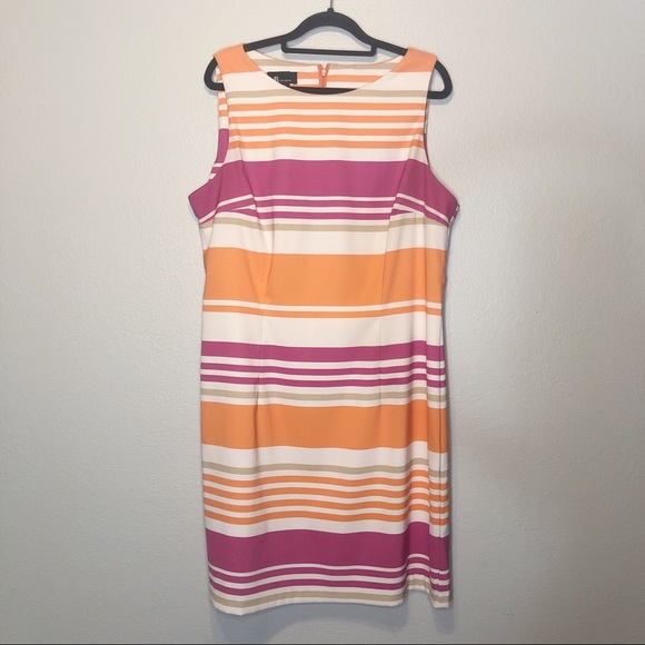 AB Studio Dresses Ab Studio Striped Orange Pink Dress Poshmark